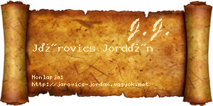 Járovics Jordán névjegykártya